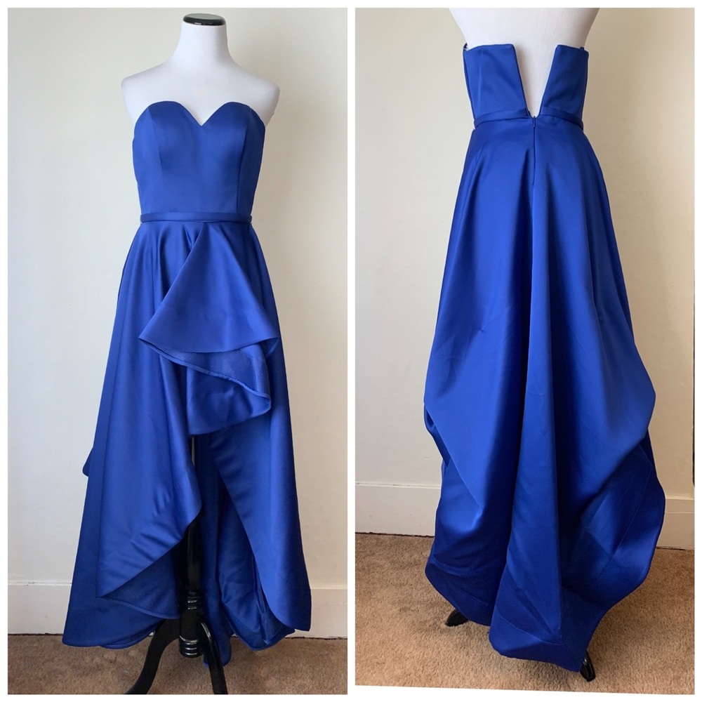 Terani Couture glamour blue high low formal prom dress (see description) - Picture 5 of 15